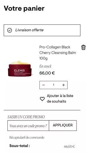 Code promo Elemis